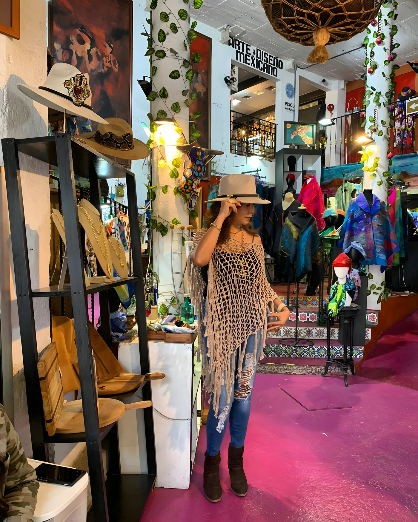 Poncho de red en tono natural